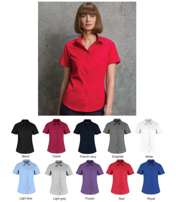 KK241 Kustom Kit Ladies Short Sleeve Poplin Shirt